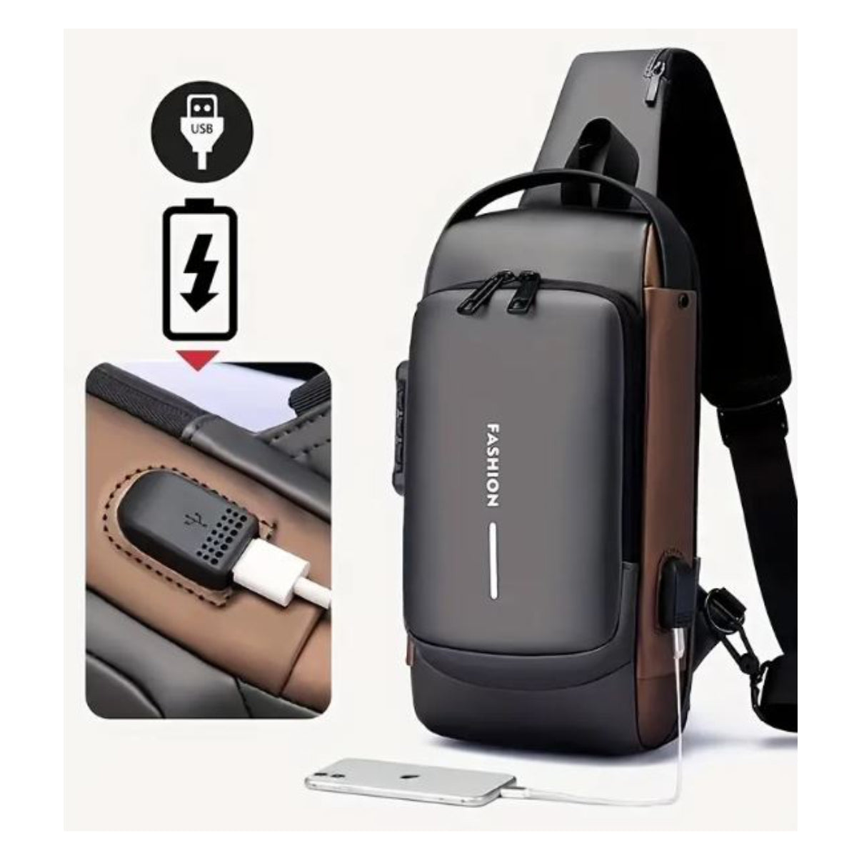 Canguro Maleta Antirrobo USB - Crossbody Bag Tech Seguridad