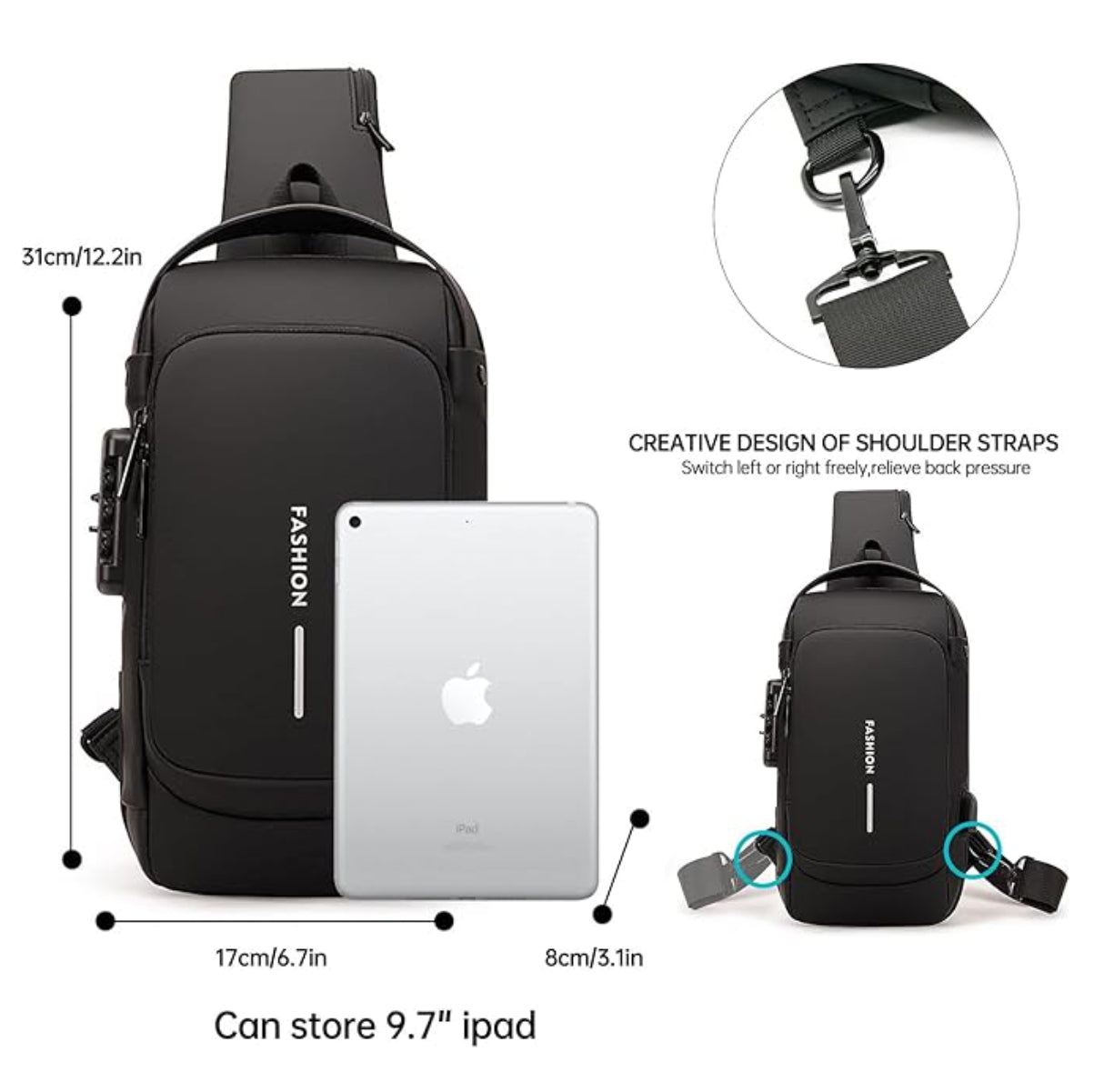 Canguro Maleta Antirrobo USB - Crossbody Bag Tech Seguridad